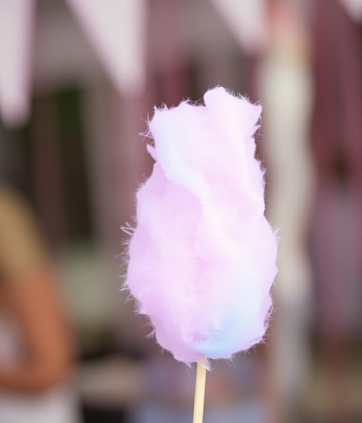 Colorful cotton candy at a family-friendly event